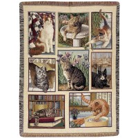 Manual Woodworkers Weavers Kitty Corner Tapestry Cotton Throw MANU1507